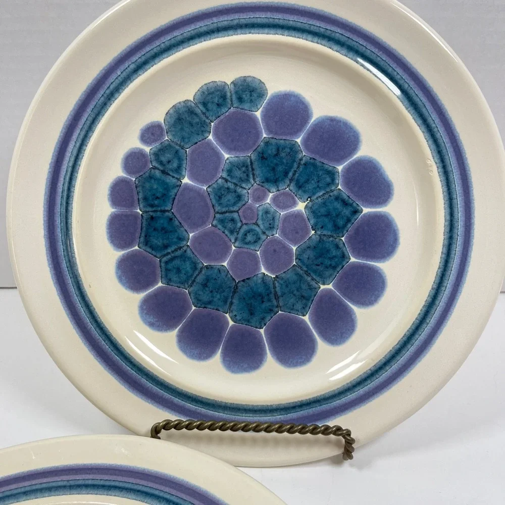Franciscan Earthenware Moondance Salad Plates 2 Blue Purple MCM Vintage 8.5